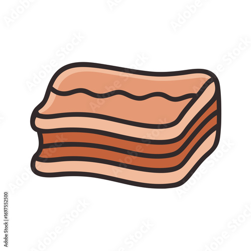 Stylized illustration of layered meat product on black backdrop