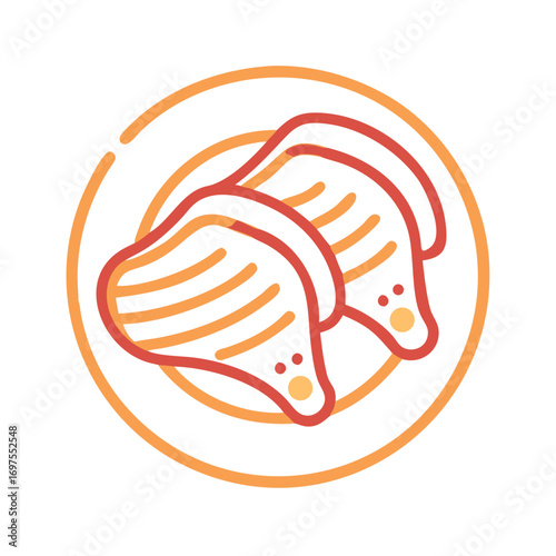 Stylized flat vector graphic of sushi pieces on plate