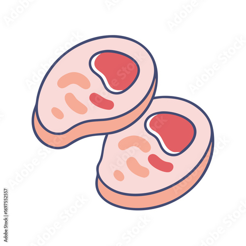 Two cartoon meat cuts illustration on a black background