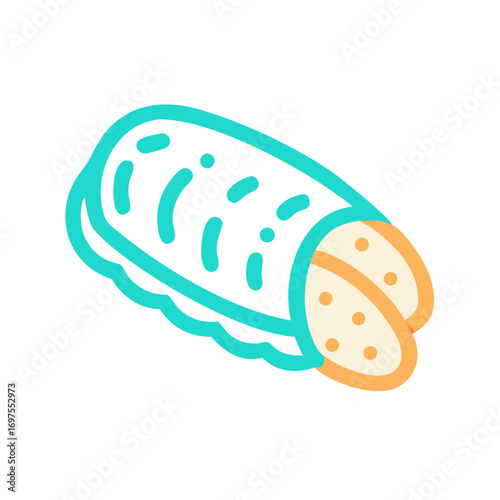 Stylized vector illustration of a delicious looking chocolate cannoli
