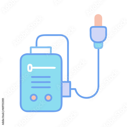 Cartoonish IV Drip Machine Illustration on Black Background