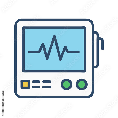 Heart rate monitor with heartbeat display on light blue screen