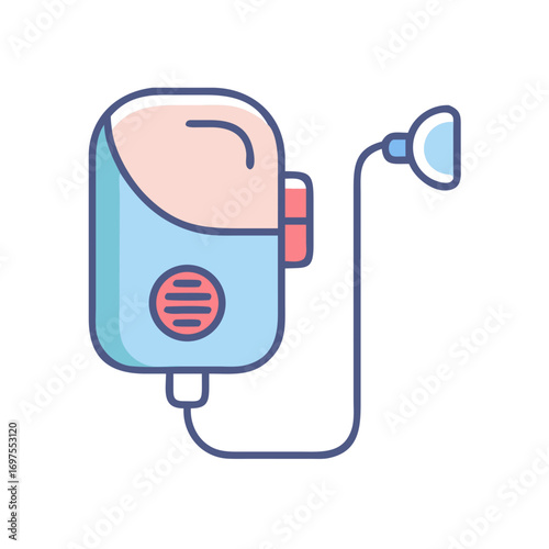Colorful flat style medical nebulizer illustration on black background