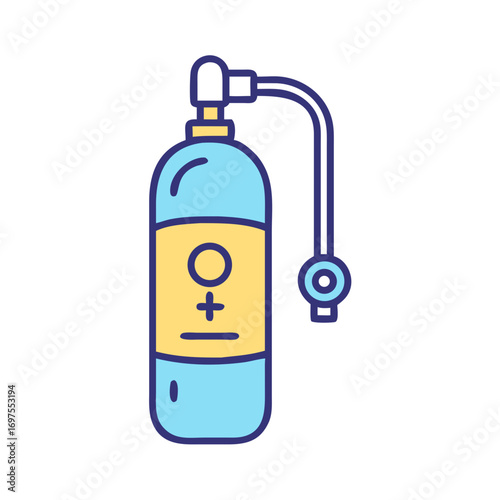 Oxygen tank graphic symbol for medical and science usage