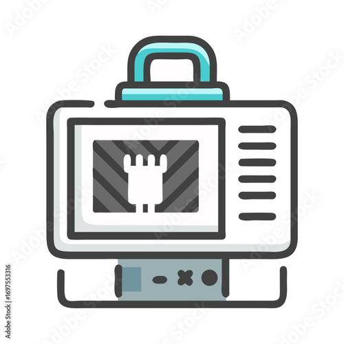 Cartoon flat icon illustration of retro oscilloscope device