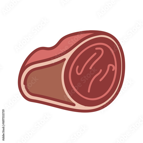 Stylized cut of raw beef meat illustration on black