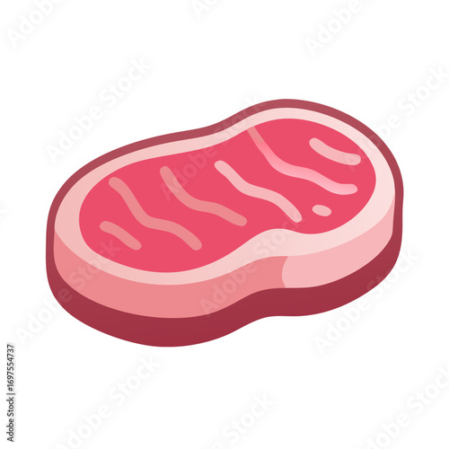 Stylized raw meat cut vector illustration on black background