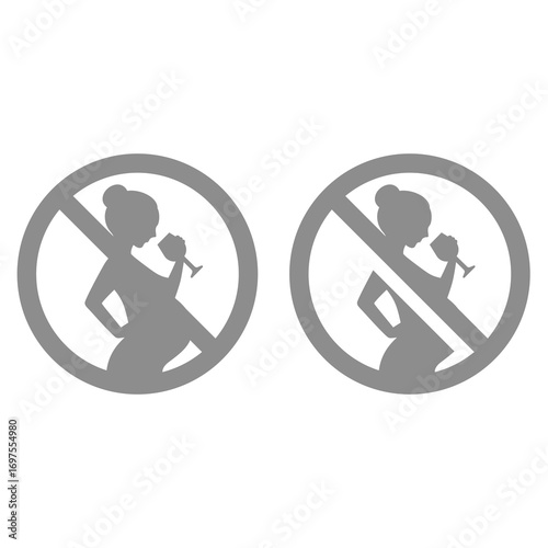 No pregnancy drinking vector sign. Do not drink alcohol while pregnant icon.