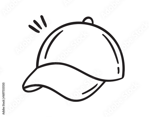 Sport cap doodle hand drawn icon. Outline drawing cap line clipart symbol