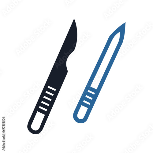 Iconic Surgical Scalpel and Probe Tools on Dark Background