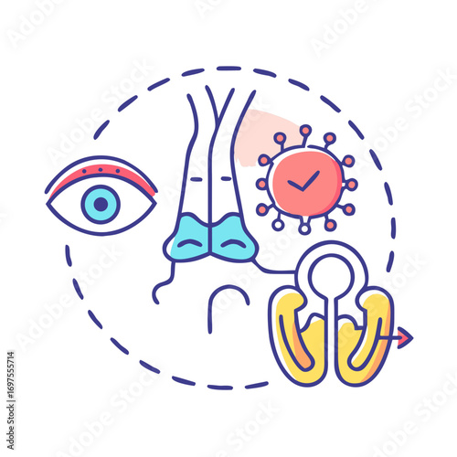 Virus infecting human nose with cold and nasal problems