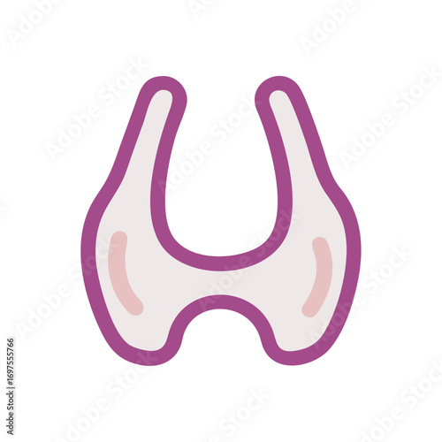 Graphic thyroid gland illustration in light purple and pink