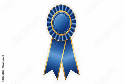 Celebrating success and recognizing achievement with a classic blue and gold first place prize ribbon