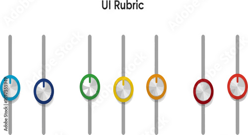 Realistic user interface control panel with a spectrum of colorful adjustment sliders for website and mobile application development