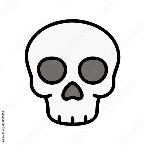 Simple cartoon skull with black outline on dark background