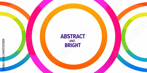 Vibrant abstract circles with gradient colors and text overlay
