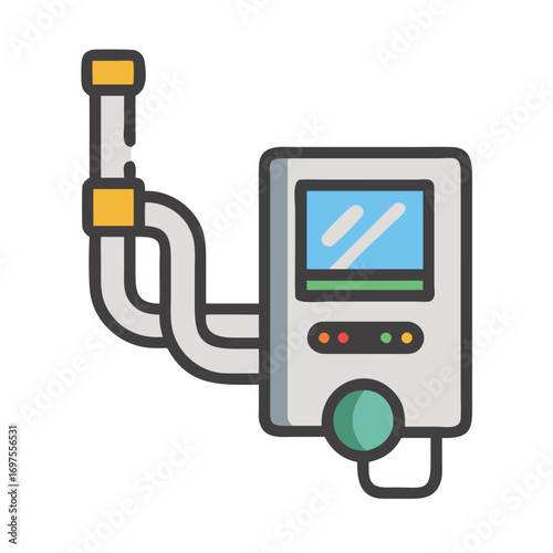 Icon of an interactive water heater with pipes