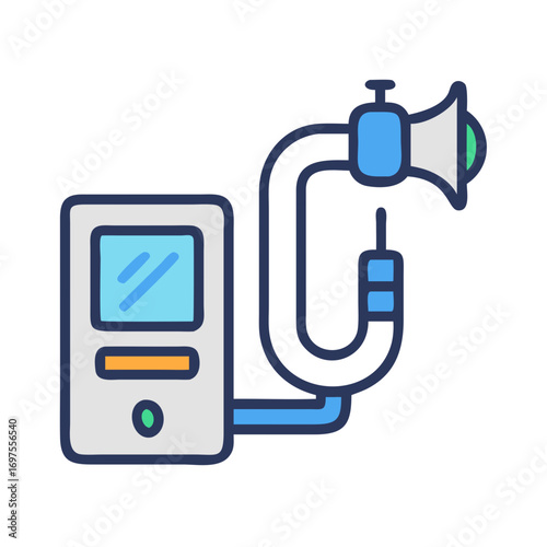 Medical diagnostic device illustration on black background in flat design