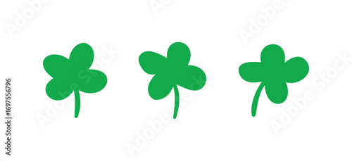 Green clover doodle hand drawn icon. Outline drawing green clover line clipart symbol. Four leaf clover naive illustration Isolated on a white background.