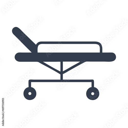Flat vector graphic illustration of hospital bed or stretcher