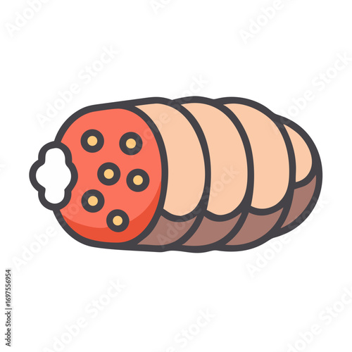 Graphic style wurst with mustard isolated over black background