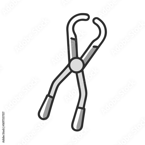 Gray pincer tool icon illustration over a black background