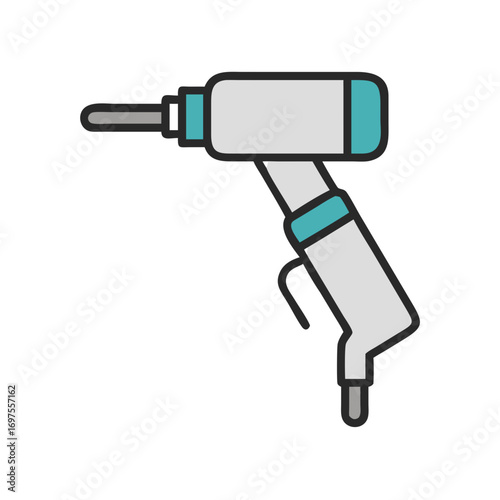 Isolated vector drawing of dental air water syringe tool