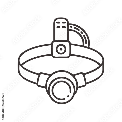 Outline of a medical headlamp on a black background