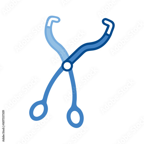 Blue surgical tool icon on dark black background