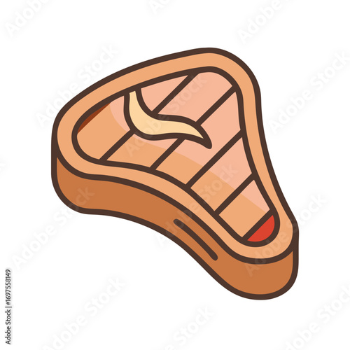 Cartoon steak with butter on black background graphic