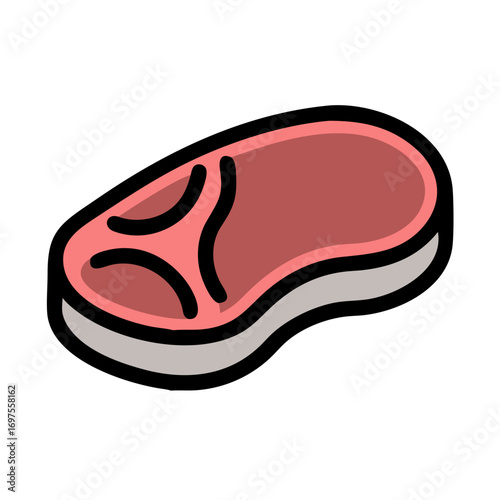 Cartoon style raw meat illustration on a black backdrop