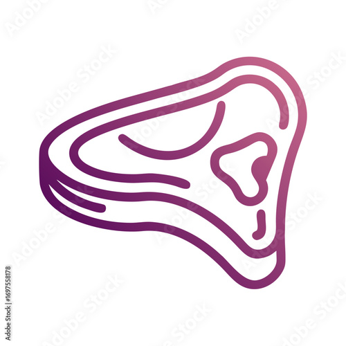 Steak cut illustration in purple gradient on black backdrop