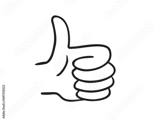  Thumb up hand gesture hand drawn doodle symbol. Drawing line thumb up sketch clipart icon. 