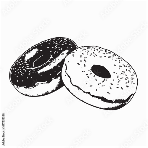Two Hot Donuts with Glaze and Sprinkles Vector Image on white background