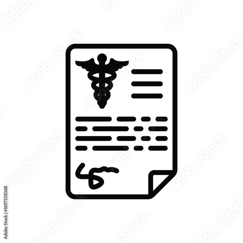Black line icon for informed consent