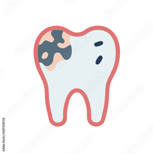 Tooth decay vector illustration on black background for healthcare