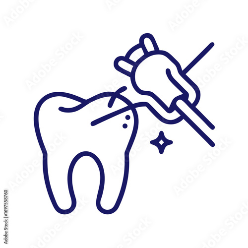 Tooth dental cleaning illustration on black background for medical usage