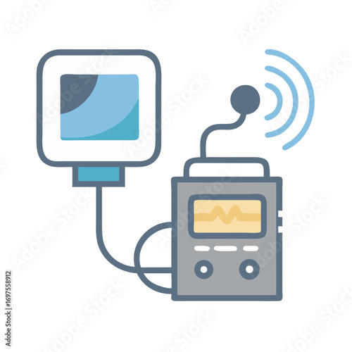 Flat illustration of medical equipment connected to the network
