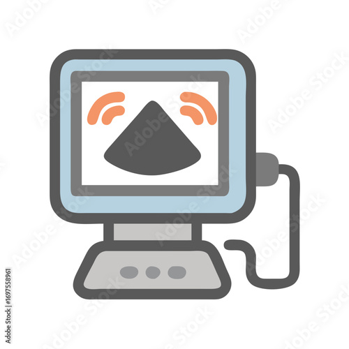 Modern Ultrasound Machine Icon in Flat Design Style