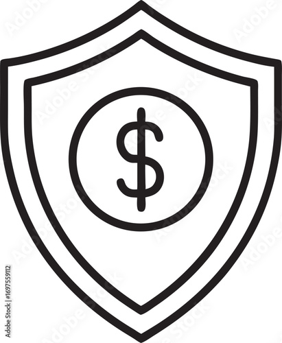 Line Art Icon of Financial Security and Protection