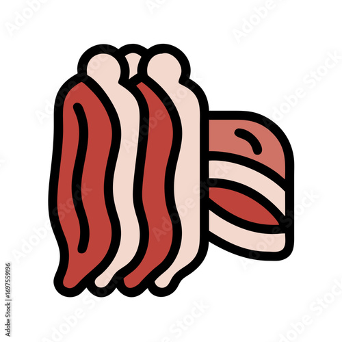 Stylized bacon strips illustration on black background