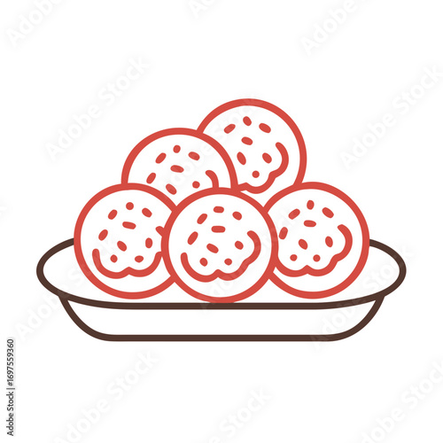 Delicious falafel balls presented on a dish illustration