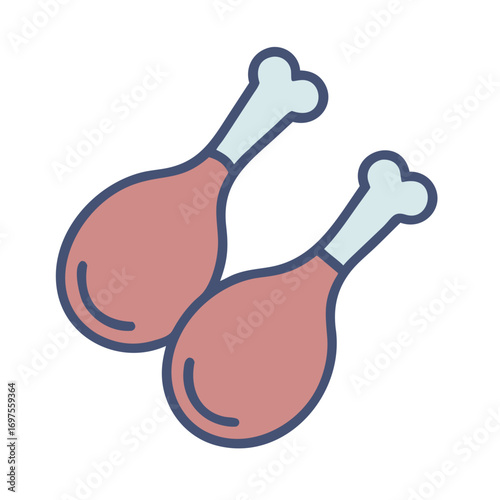 Two chicken legs isolated on black background illustration