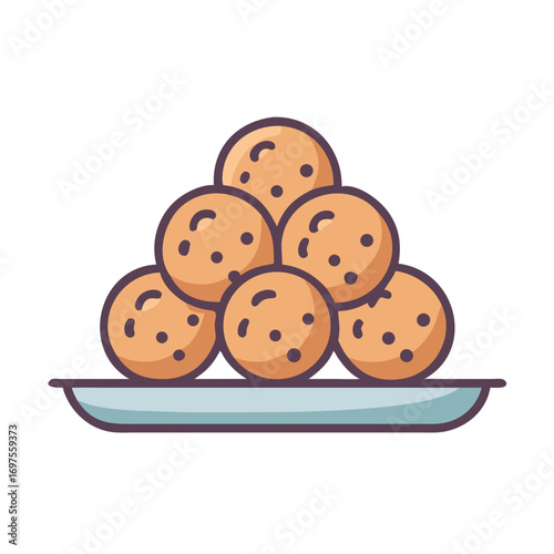 Pile of round cookies on a plate against black