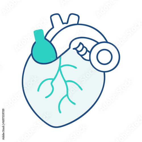 Minimalist anatomical heart illustration with modern color scheme art