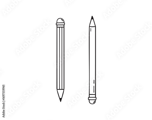 Pencil with eraser hand drawn doodle line scandinavian minimalism icon. Pencil single element for school, teaching, drawing, writing tool