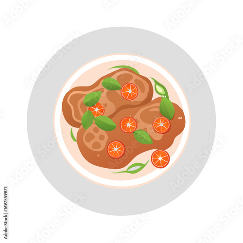 Vector illustration of a plate of prepared food