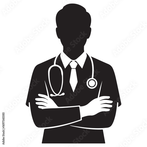 Silhouette of a Nurse with StethoscopeArt & Illustration