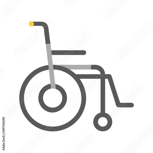Wheelchair icon in flat minimalist style on black background