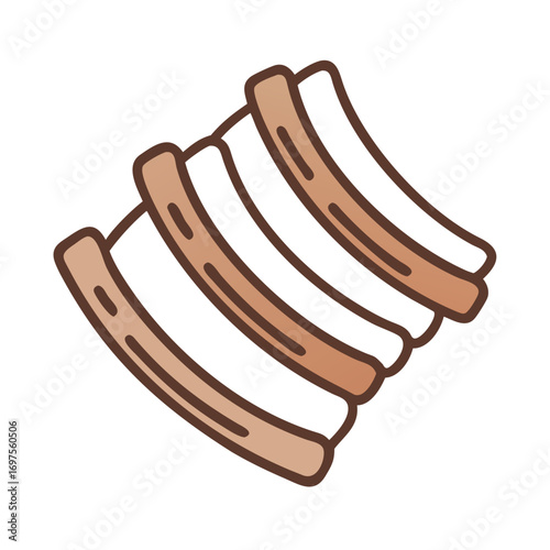 Illustration of spare ribs on black background for menu